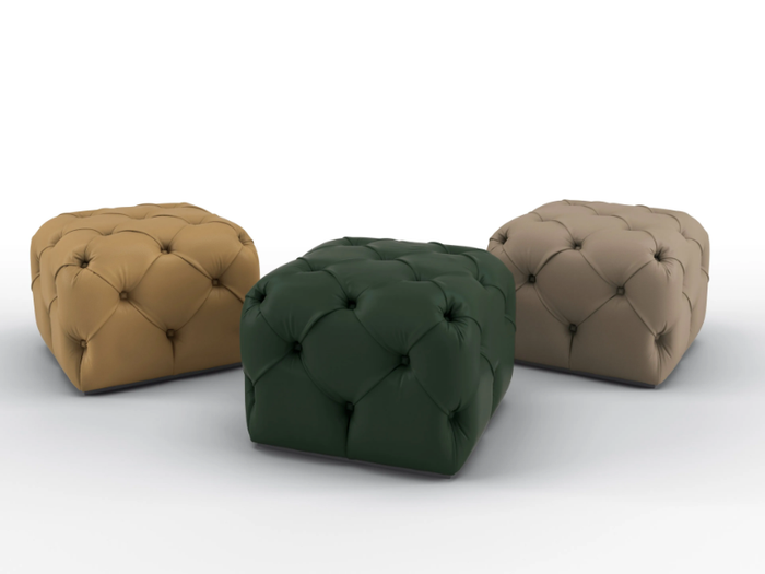 ADAM - Tufted square leather pouf _ BRUNO ZAMPA